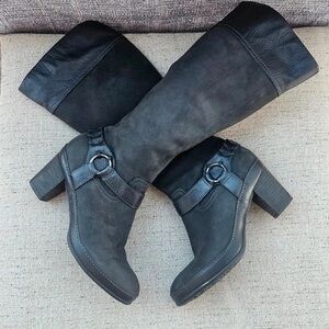 Clarks Black Heeled Knee-High Boots
